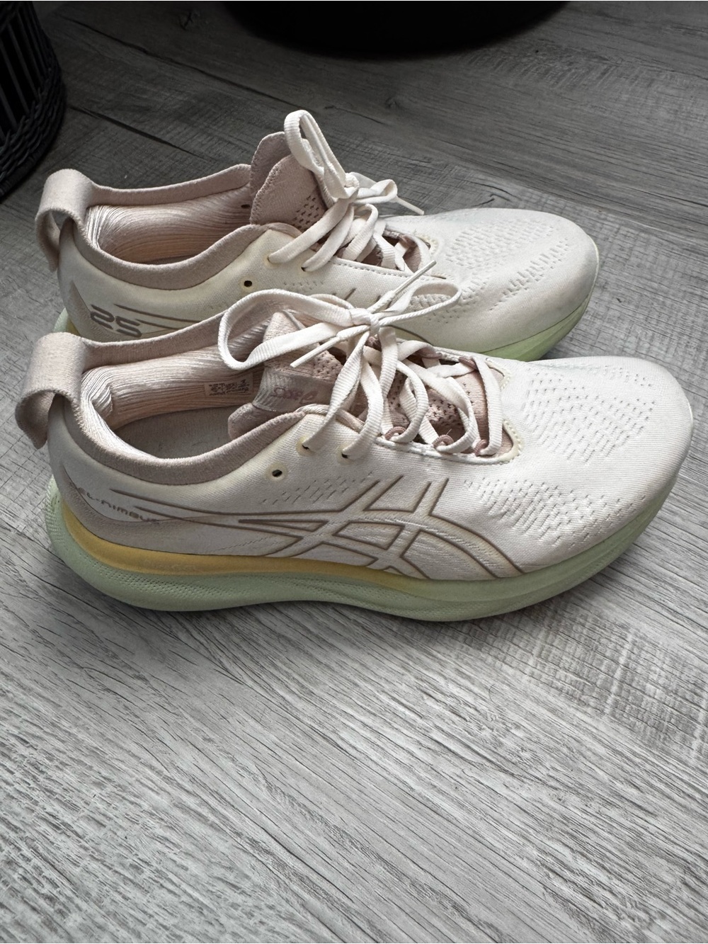 ASICS Women's Running Shoes in Pale Pink with Light Yellow and Mint Sole